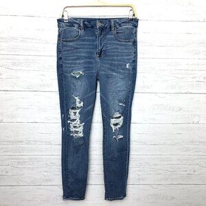 American Eagle Women's Jeans Curvy High Rise Jegging Distressed size 8 length 27